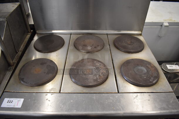 Imperial Stainless Steel Commercial Electric Powered 6 Burner Hot Plate Range w/ Oven and Back Splash. 208 Volts, 3 Phase. 36x32x55 - Image 3 of 5