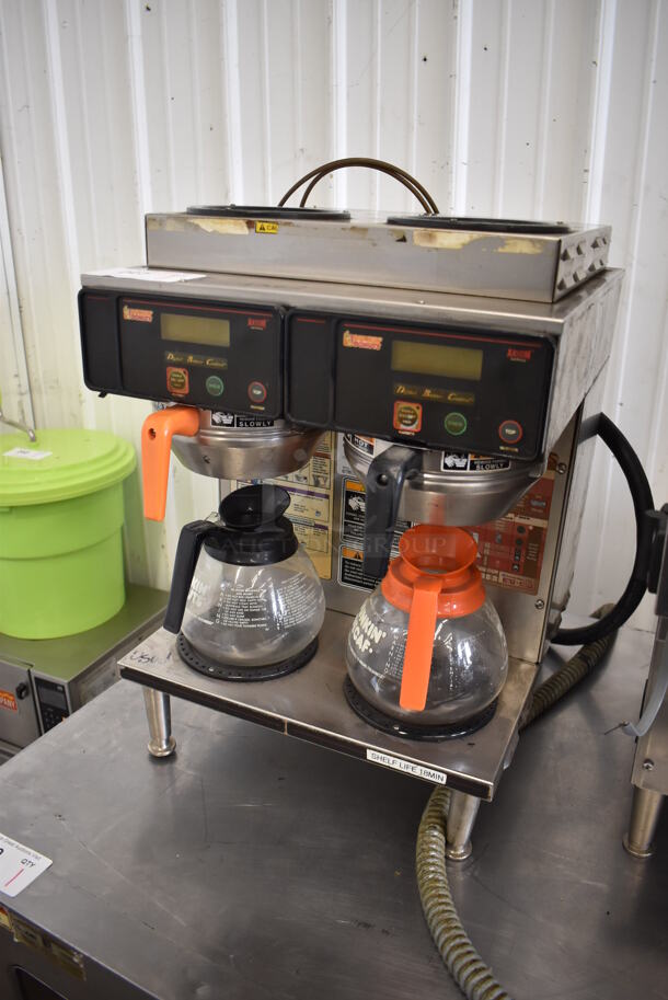 2013 Bunn AXIOM 2/2 TWIN Stainless Steel Commercial Countertop 4 Burner Coffee Machine w/ 2 Metal Brew Baskets and 2 Coffee Pots. 120/208-240 Volts, 1 Phase. 16x18x24 - Image 3 of 5