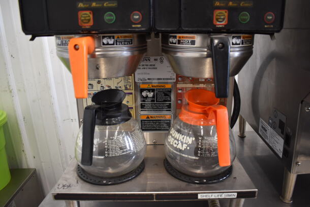 2013 Bunn AXIOM 2/2 TWIN Stainless Steel Commercial Countertop 4 Burner Coffee Machine w/ 2 Metal Brew Baskets and 2 Coffee Pots. 120/208-240 Volts, 1 Phase. 16x18x24 - Image 5 of 5