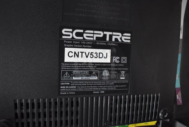 Sceptre H40 40" Television w/ Metal Wall Mount. 100-240 Volts, 1 Phase. Buyer Must Pick Up - We Will Not Ship This Item. Tested and Working! - Image 4 of 7