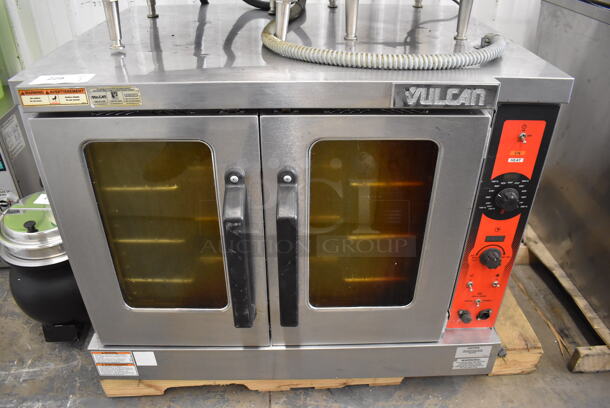 Vulcan Stainless Steel Commercial Electric Powered Full Size Convection Oven w/ View Through Doors, Metal Oven Racks and Thermostatic Controls. 208-250 Volts, 1 Phase. 40x31x31