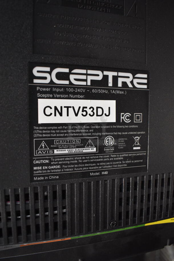 Sceptre H40 40" Television w/ Metal Wall Mount. 100-240 Volts, 1 Phase. Buyer Must Pick Up - We Will Not Ship This Item. Tested and Working! - Image 6 of 8