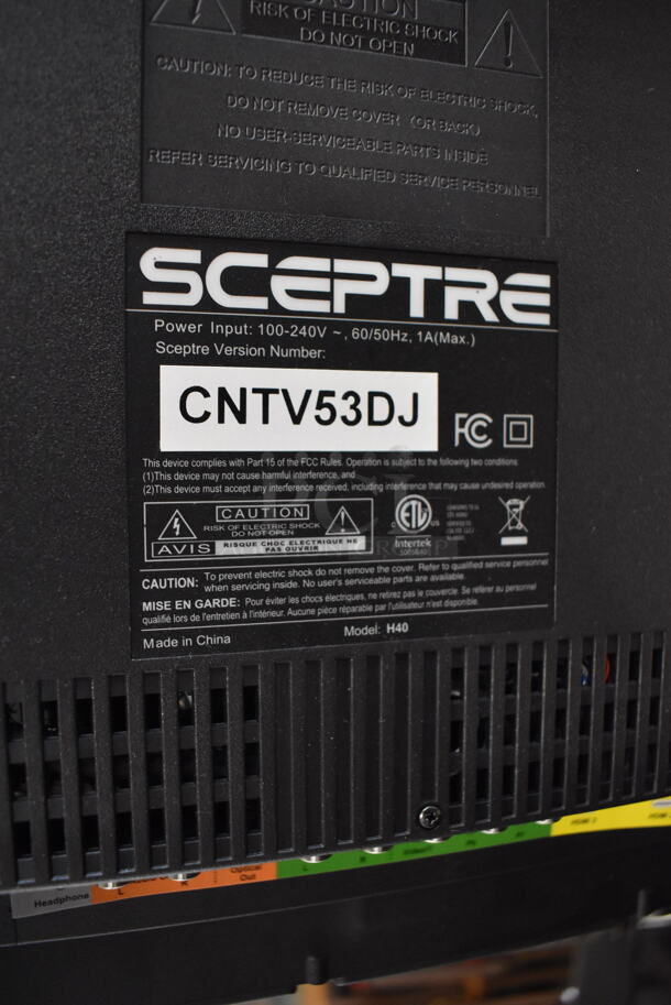 Sceptre H40 40" Television w/ Metal Wall Mount. 100-240 Volts, 1 Phase. Buyer Must Pick Up - We Will Not Ship This Item. Tested and Working! - Image 5 of 7