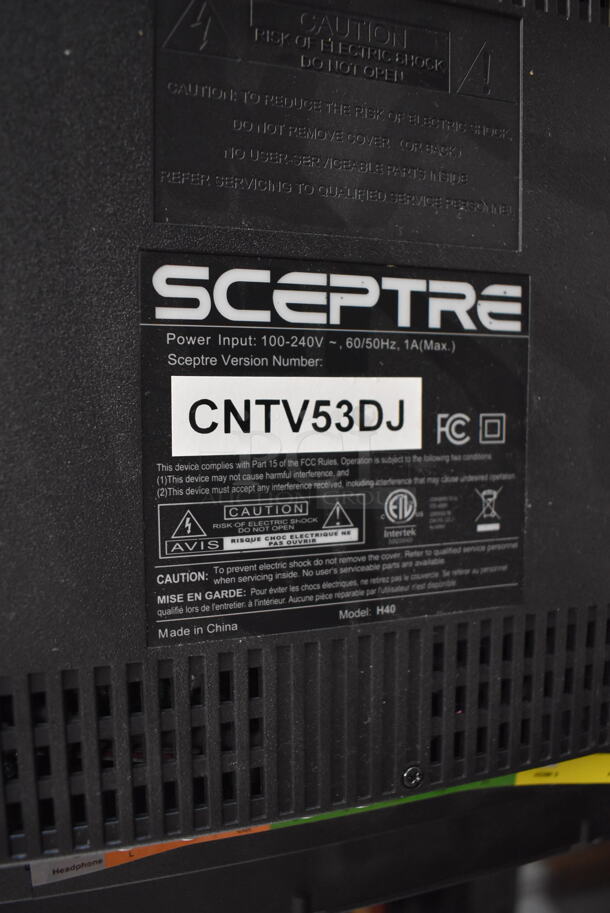 Sceptre H40 40" Television w/ Metal Wall Mount. 100-240 Volts, 1 Phase. Buyer Must Pick Up - We Will Not Ship This Item. Tested and Working! - Image 5 of 7