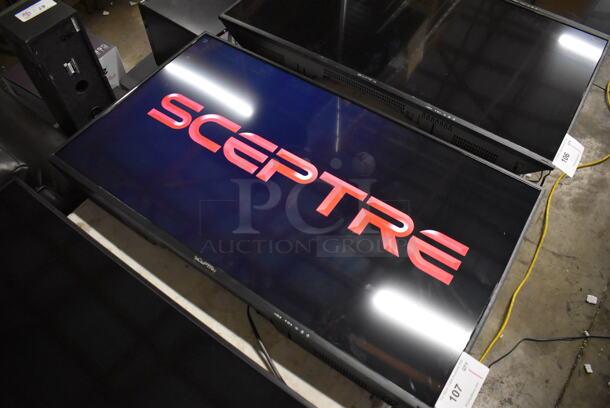 Sceptre H40 40" Television w/ Metal Wall Mount. 100-240 Volts, 1 Phase. Buyer Must Pick Up - We Will Not Ship This Item. Tested and Working! - Image 1 of 7