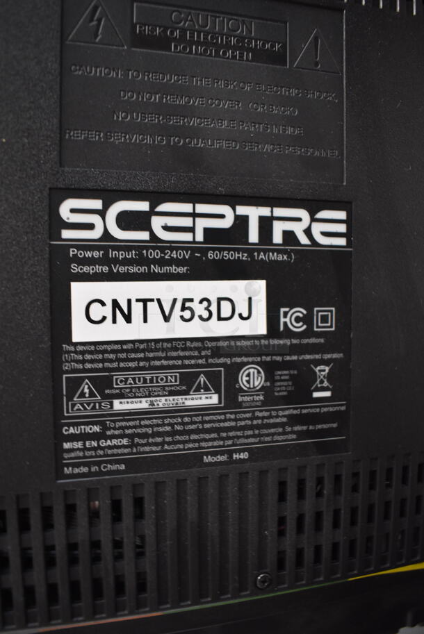 Sceptre H40 40" Television w/ Metal Wall Mount. 100-240 Volts, 1 Phase. Buyer Must Pick Up - We Will Not Ship This Item. Tested and Working! - Image 4 of 7