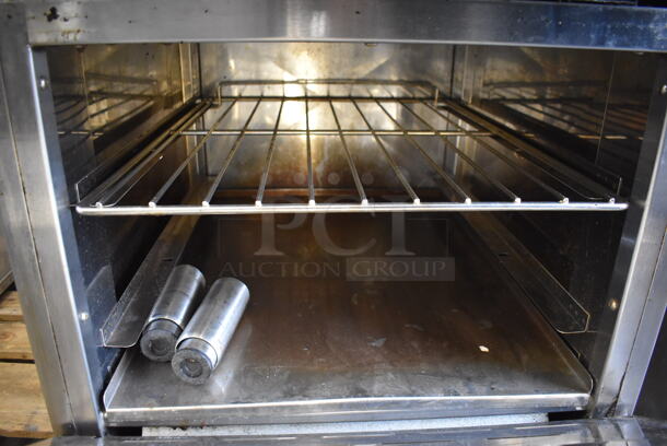 Radiance Stainless Steel Commercial Natural Gas Powered 4 Burner Range w/ Oven, Over Shelf and Back Splash. 24x32x59 - Image 5 of 5