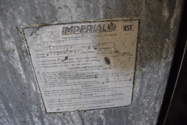 Imperial IFS-40 Stainless Steel Commercial Floor Style Natural Gas Powered Deep Fat Fryer w/ 2 Metal Fry Baskets. 105,000 BTU. 16x31x47 - Image 6 of 7