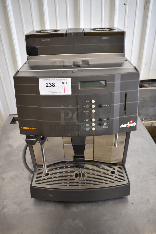 Schaerer Model Ambiente Stainless Steel Commercial Countertop Coffee Espresso Machine w/ Steam Wand. 210 Volts. 17x19x24