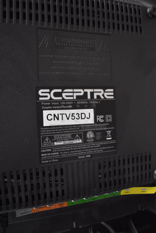 Sceptre H40 40" Television w/ Metal Wall Mount. 100-240 Volts, 1 Phase. Buyer Must Pick Up - We Will Not Ship This Item. Tested and Working! - Image 5 of 6