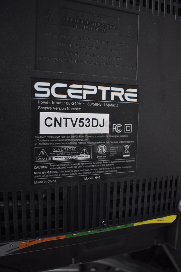 Sceptre H40 40" Television w/ Metal Wall Mount. 100-240 Volts, 1 Phase. Buyer Must Pick Up - We Will Not Ship This Item. Tested and Working! - Image 5 of 7