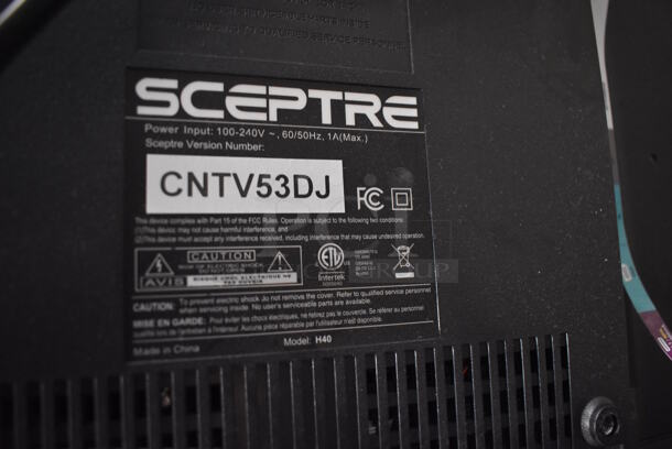 Sceptre H40 40" Television w/ Metal Wall Mount. 100-240 Volts, 1 Phase. Buyer Must Pick Up - We Will Not Ship This Item. Tested and Working! - Image 5 of 5