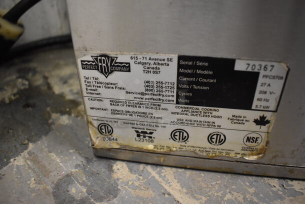 2018 Perfect Fry Company PFC5708 Stainless Steel Commercial Countertop Electric Powered Ventless Fryer. 208 Volts, 1 Phase. 17x16x23 - Image 6 of 6