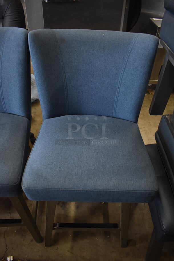 2 Blue Swivel Chairs on Gray Metal Legs. 18x22x38. 2 Times Your Bid! - Image 2 of 6