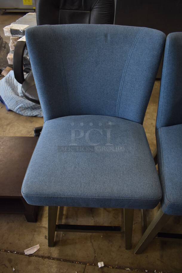 2 Blue Swivel Chairs on Gray Metal Legs. 18x22x38. 2 Times Your Bid! - Image 3 of 6