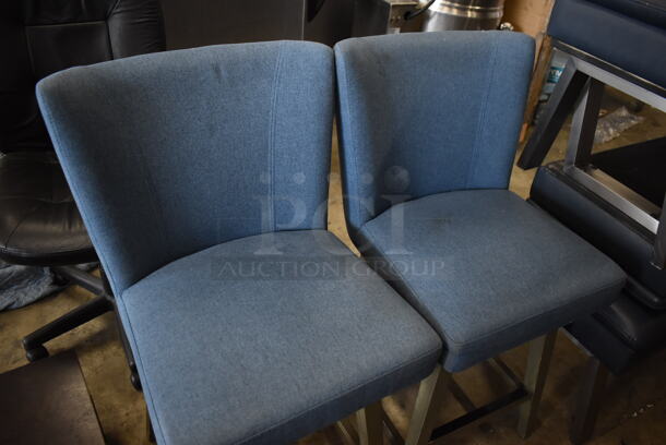 2 Blue Swivel Chairs on Gray Metal Legs. 18x22x38. 2 Times Your Bid! - Image 5 of 6