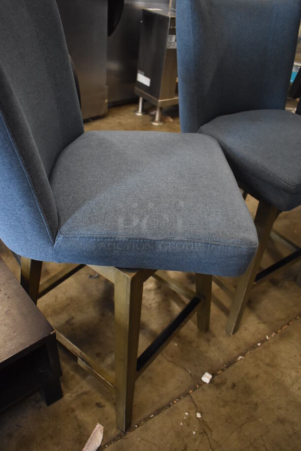 2 Blue Swivel Chairs on Gray Metal Legs. 18x22x38. 2 Times Your Bid! - Image 6 of 6