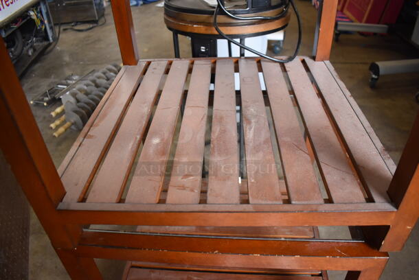 2 Wood Pattern End Tables w/ Glass Countertop and Plank Under Shelf. 22x22x18. 2 Times Your Bid! - Image 3 of 3