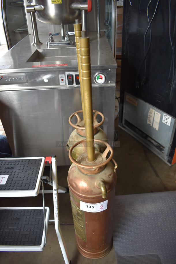 2 VINTAGE Metal Fire Extinguisher Lamps. 8x8x38. 2 Times Your Bid! - Image 1 of 4