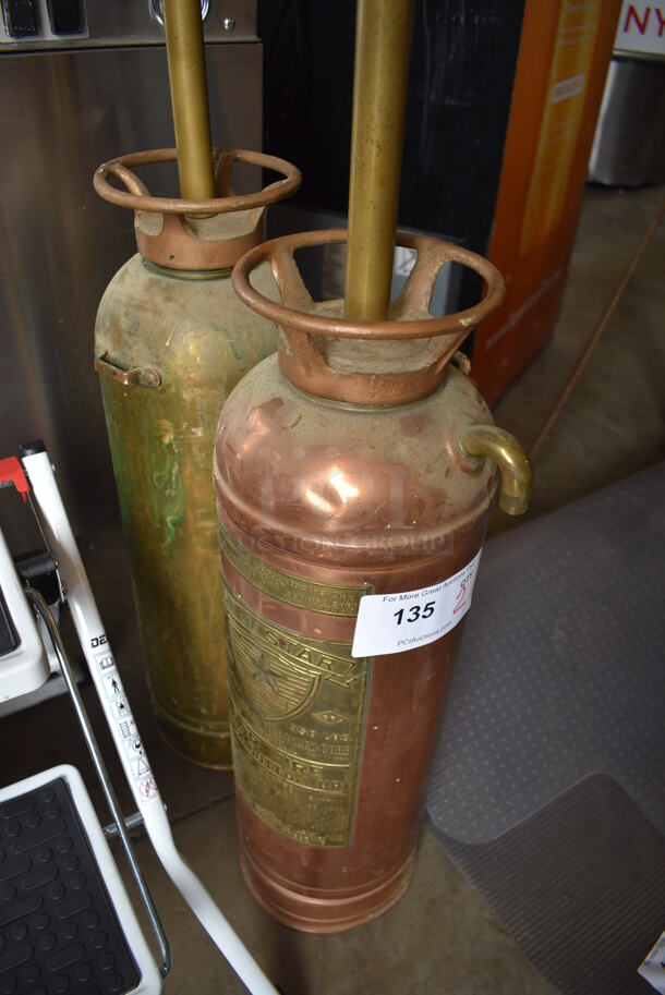 2 VINTAGE Metal Fire Extinguisher Lamps. 8x8x38. 2 Times Your Bid! - Image 2 of 4