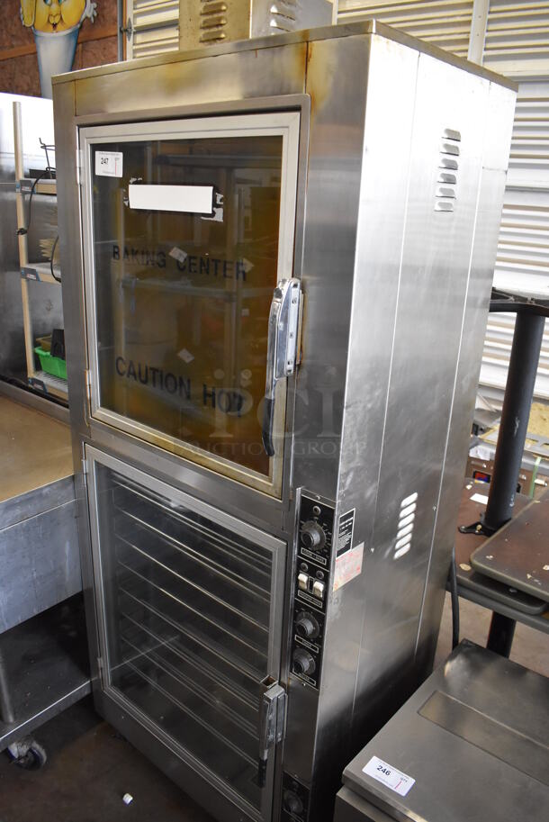 Nu Vu OP-2LPR Stainless Steel Commercial Floor Style Electric Powered Oven Proofer on Commercial Casters. 120/208 Volts. 35x25x82