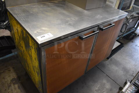 Duke Stainless Steel Commercial 2 Door Work Top Cooler. 48x30x40. Tested and Powers On But Does Not Get Cold