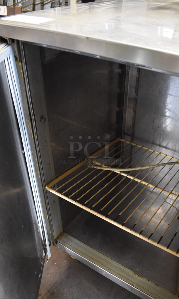 Duke Stainless Steel Commercial 2 Door Work Top Cooler. 48x30x40. Tested and Powers On But Does Not Get Cold - Image 4 of 5