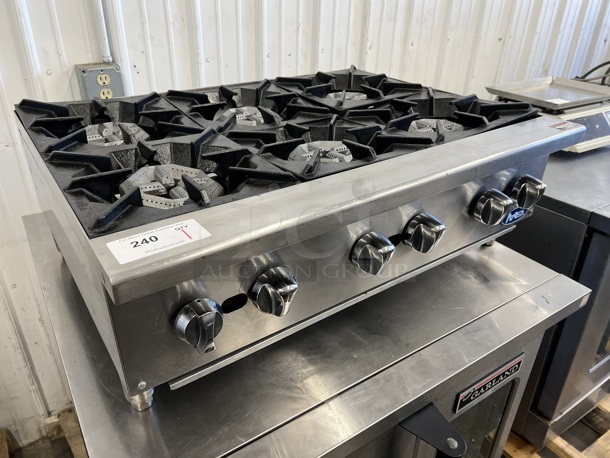 Atosa Stainless Steel Commercial Countertop Natural Gas Powered 6 Burner Range. 36x28x10 - Image 2 of 6