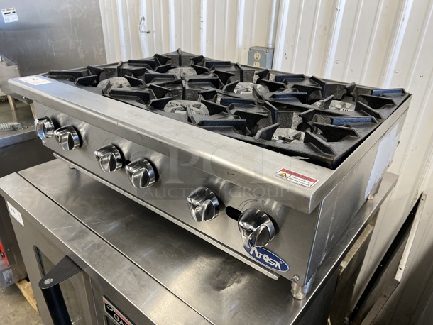 Atosa Stainless Steel Commercial Countertop Natural Gas Powered 6 Burner Range. 36x28x10 - Image 3 of 6