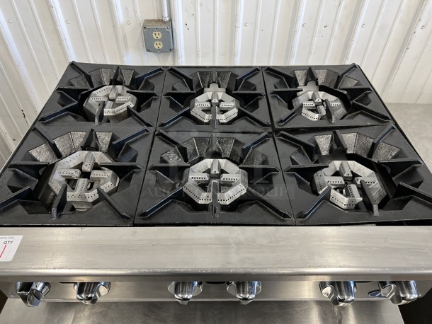Atosa Stainless Steel Commercial Countertop Natural Gas Powered 6 Burner Range. 36x28x10 - Image 4 of 6