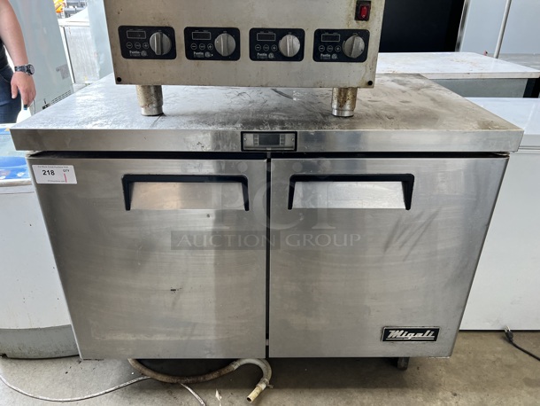 2017 Migali C-U48R Stainless Steel Commercial 2 Door Undercounter Cooler on Commercial Casters. 115 Volts, 1 Phase. 48x30x37.5. Tested and Working! - Image 1 of 6