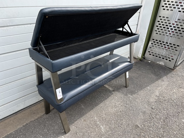 2 Blue Lefever Storage Benches on Metal Legs. Stock Picture - Cosmetic Condition May Vary. 56x18x21. 2 Times Your Bid! - Image 3 of 6