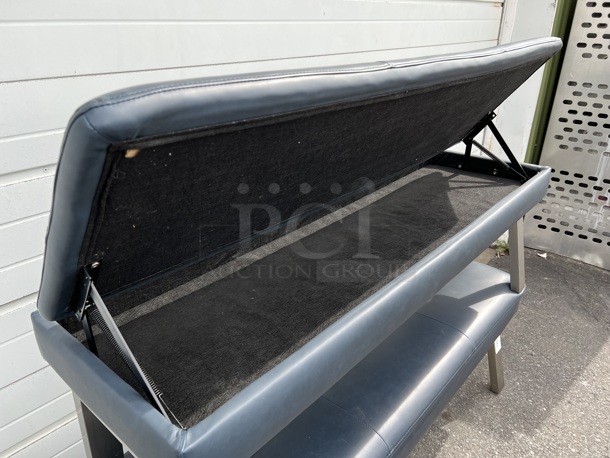2 Blue Lefever Storage Benches on Metal Legs. Stock Picture - Cosmetic Condition May Vary. 56x18x21. 2 Times Your Bid! - Image 5 of 6