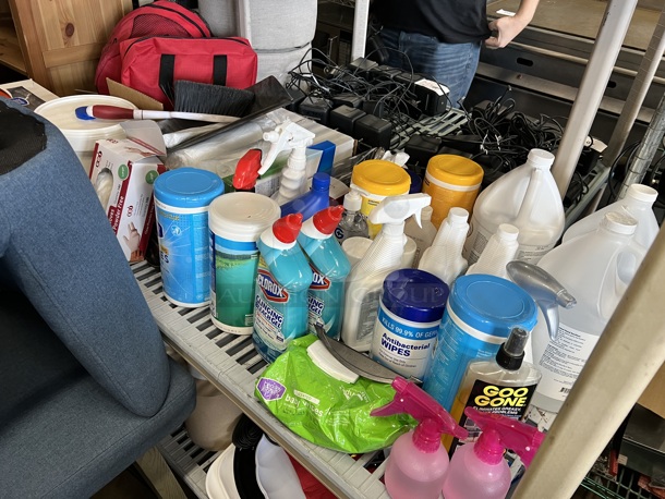 ALL ONE MONEY! Tier Lot of Various Items Including Cleaners, Spray Bottles and Plasticware