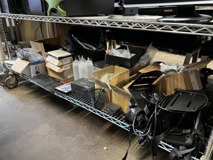 ALL ONE MONEY! Tier Lot of Various Items Including Poly Condiment Bottles, Metal Mounting Brackets, Dlink, Carpet Grip Pads and Keyboard