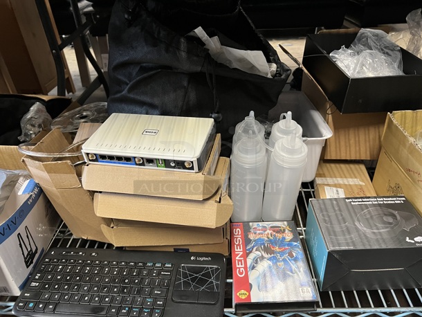ALL ONE MONEY! Tier Lot of Various Items Including Poly Condiment Bottles, Metal Mounting Brackets, Dlink, Carpet Grip Pads and Keyboard - Image 4 of 10
