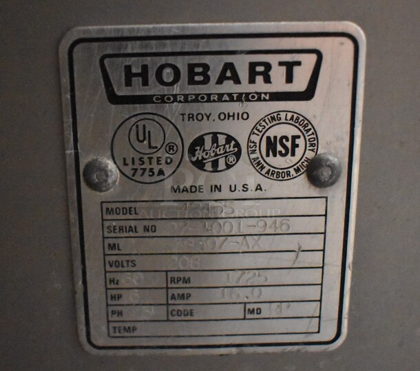 Hobart 4246S Metal Commercial Floor Style Meat Grinder Mixer w/ Food Pedal on Commercial Casters. 208 Volts, 3 Phase. 22x42x55 - Image 9 of 11