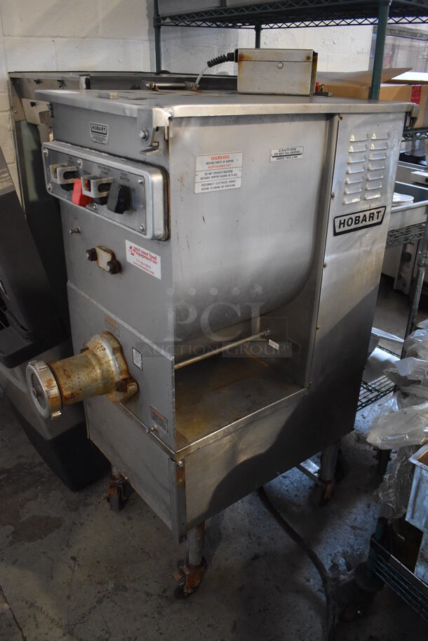 Hobart 4246S Metal Commercial Floor Style Meat Grinder Mixer w/ Food Pedal on Commercial Casters. 208 Volts, 3 Phase. 22x42x55 - Image 10 of 11