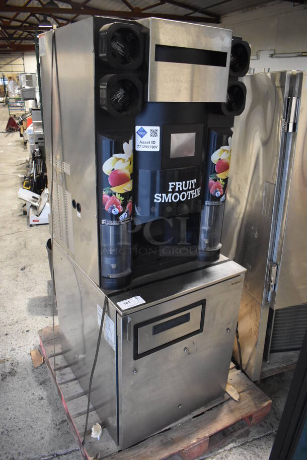 2016 Manitowoc Multiplex MB-8-1 Stainless Steel Commercial Blend In Cup Workstation on Single Door Undercounter Cooler on Commercial Casters. 115 Volts, 1 Phase. 26x34x71. Tested and Working! - Image 1 of 8