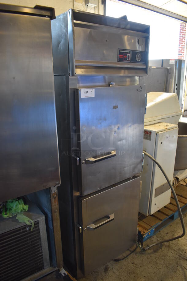 Victory RA-1D-S7-HD Stainless Steel Commercial 2 Half Size Door Reach In Cooler. 115 Volts, 1 Phase. 27x34x79. Tested and Working! - Image 1 of 6