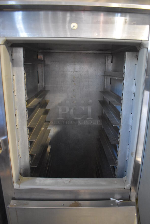 Victory RA-1D-S7-HD Stainless Steel Commercial 2 Half Size Door Reach In Cooler. 115 Volts, 1 Phase. 27x34x79. Tested and Working! - Image 4 of 6