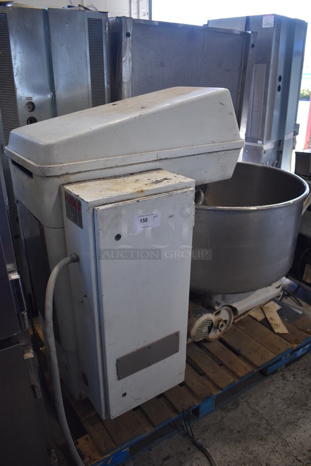Metal Commercial Floor Style Spiral Dough Mixer w/ Stainless Steel Mixing Bowl and Dough Hook Attachment. 230 Volts, 3 Phase.  39x66x52 - Image 9 of 10