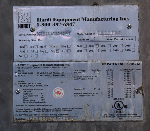 2 2013 Hardt Model Inferno 3500 Stainless Steel Commercial Natural Gas Powered Rotisserie Ovens on Commercial Casters. Each Oven Has a 40 Bird Capacity. 50x46x84. 2 Times Your Bid! - Image 3 of 9