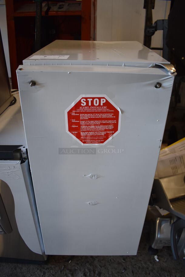 BRAND NEW SCRATCH AND DENT! Scotsman CU50GA-1 Stainless Steel Commercial Self Contained Undercounter Gourmet Cube Ice Machine. Door Brackets Are Broken and Handle Is Off. 115 Volts, 1 Phase. 15x22.5x34 - Image 1 of 8