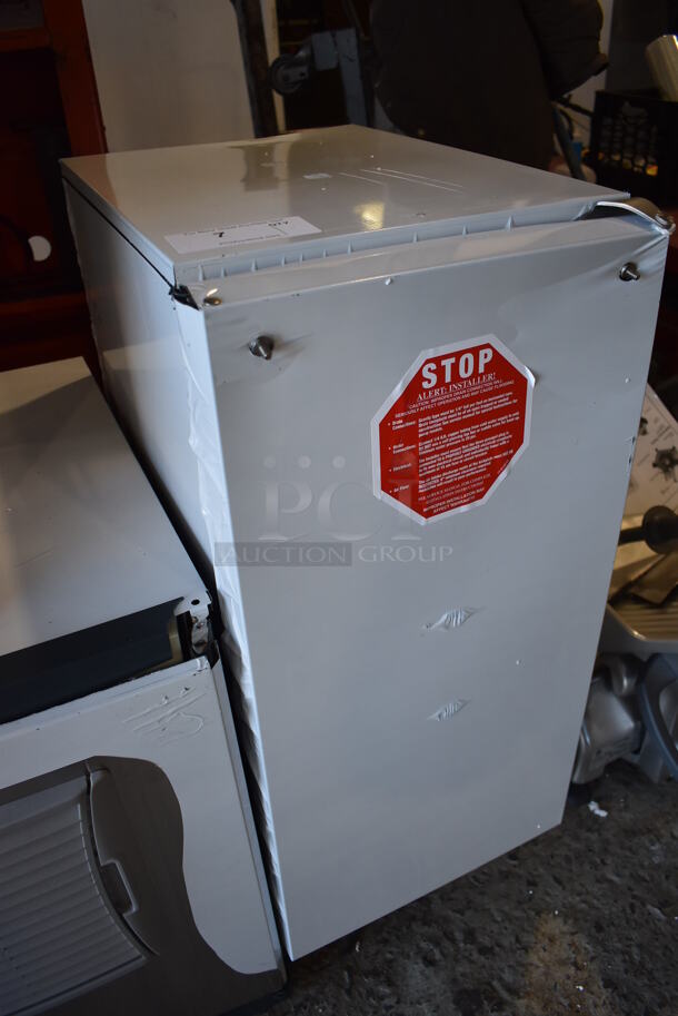 BRAND NEW SCRATCH AND DENT! Scotsman CU50GA-1 Stainless Steel Commercial Self Contained Undercounter Gourmet Cube Ice Machine. Door Brackets Are Broken and Handle Is Off. 115 Volts, 1 Phase. 15x22.5x34 - Image 3 of 8
