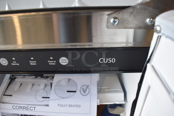 BRAND NEW SCRATCH AND DENT! Scotsman CU50GA-1 Stainless Steel Commercial Self Contained Undercounter Gourmet Cube Ice Machine. Door Brackets Are Broken and Handle Is Off. 115 Volts, 1 Phase. 15x22.5x34 - Image 6 of 8