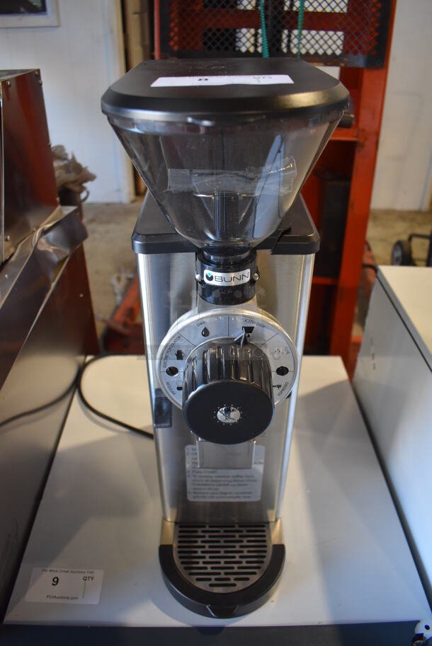 BRAND NEW SCRATCH AND DENT! Bunn GVH-2 2 lb. Stainless Steel Commercial Countertop Bulk Coffee Bean Grinder. Top Panel Is Cracked and Bottom Catch Pan is Broken. 120 Volts, 1 Phase. 8x18x25. Tested and Working! - Image 2 of 9