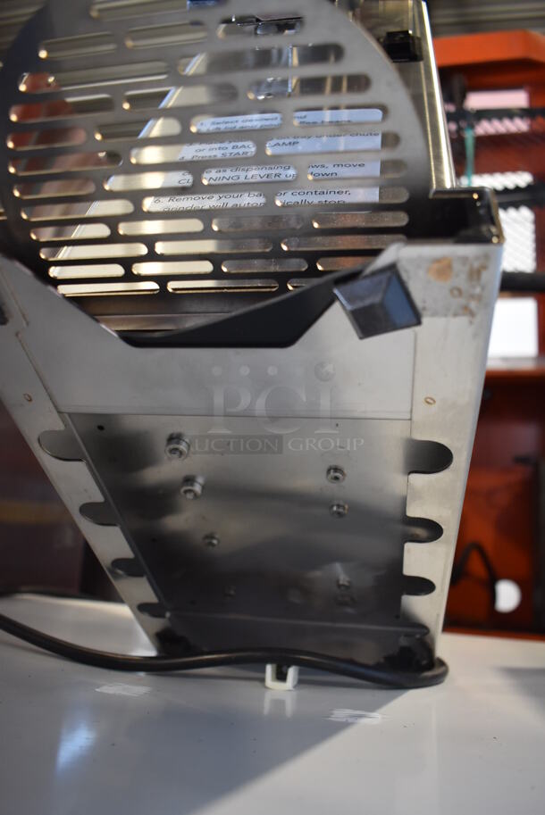 BRAND NEW SCRATCH AND DENT! Bunn GVH-2 2 lb. Stainless Steel Commercial Countertop Bulk Coffee Bean Grinder. Top Panel Is Cracked and Bottom Catch Pan is Broken. 120 Volts, 1 Phase. 8x18x25. Tested and Working! - Image 9 of 9