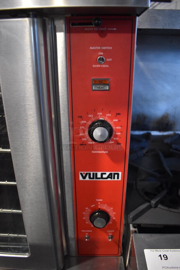 Vulcan Stainless Steel Commercial Electric Powered Full Size Convection Oven w/ View Through Doors, Metal Oven Racks and Thermostatic Controls on Metal Legs. 240 Volts, 1 or 3 Phase. 40x32x58 - Image 2 of 8