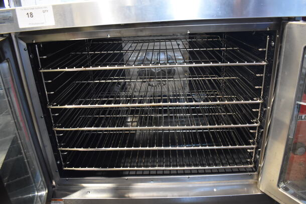 Vulcan Stainless Steel Commercial Electric Powered Full Size Convection Oven w/ View Through Doors, Metal Oven Racks and Thermostatic Controls on Metal Legs. 240 Volts, 1 or 3 Phase. 40x32x58 - Image 3 of 8